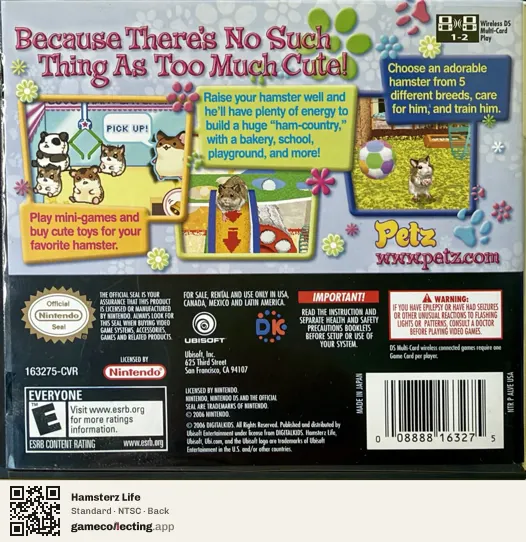 Hamsterz Life Nintendo DS, NTSC box back