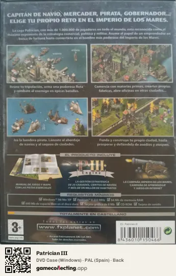 Patrician III Computer, Spain box back