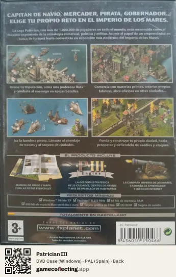 Patrician III Computer, Spain box back