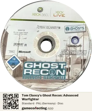 Tom Clancy's Ghost Recon: Advanced Warfighter Xbox 360, PAL disc