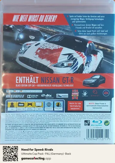 Need for Speed: Rivals PlayStation 3, Germany box back