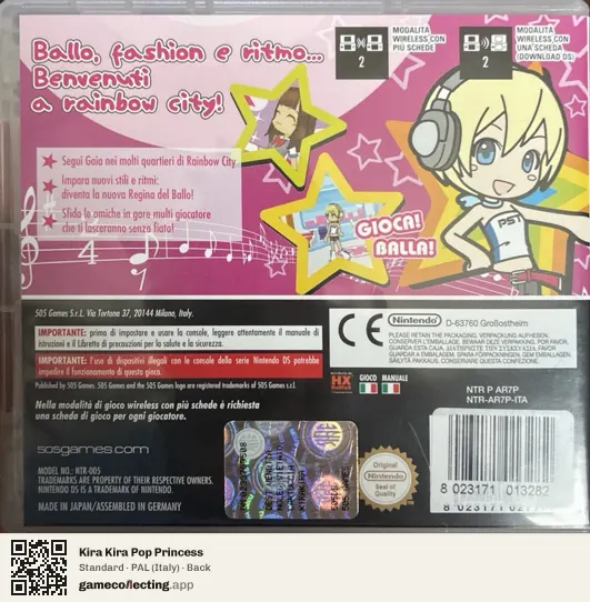 Kira Kira Pop Princess Nintendo DS, Italy box back