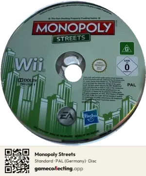 Monopoly Streets Nintendo Wii, PAL disc