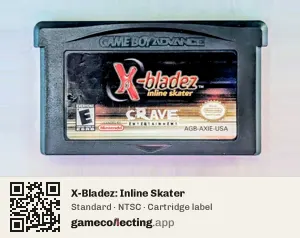 X-Bladez: Inline Skater Game Boy Advance, NTSC cartridge label