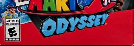 Super Mario Odyssey, the ESRB box on its front