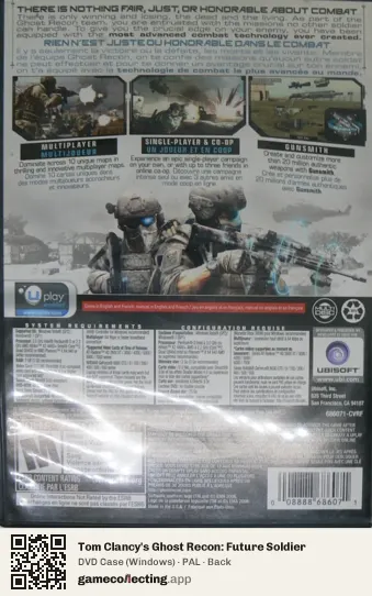 Tom Clancy's Ghost Recon: Future Soldier Computer, PAL box back