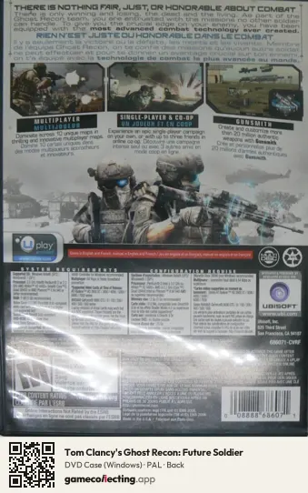 Tom Clancy's Ghost Recon: Future Soldier Computer, PAL box back