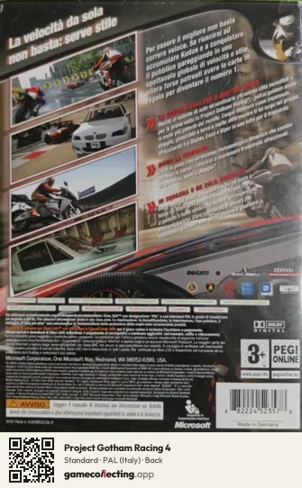 Project Gotham Racing 4 Xbox 360, Italy box back