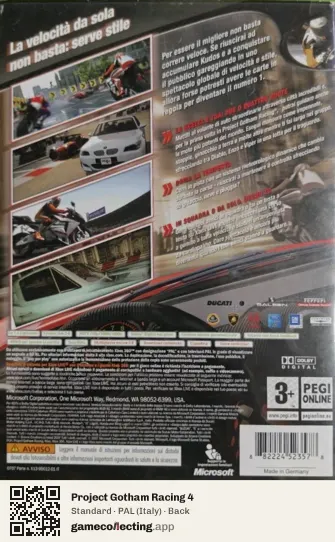 Project Gotham Racing 4 Xbox 360, Italy box back