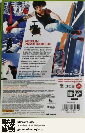 Mirror's Edge Xbox 360, Italy box back