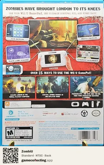 ZombiU Nintendo Wii U, NTSC box back