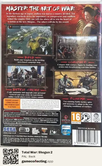 Total War: Shogun 2 Computer, PAL box back