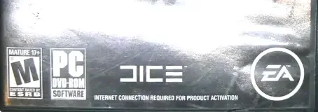 Battlefield 3, the ESRB box on its front