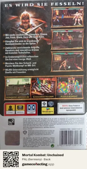 Mortal Kombat: Unchained PlayStation Portable, Germany box back