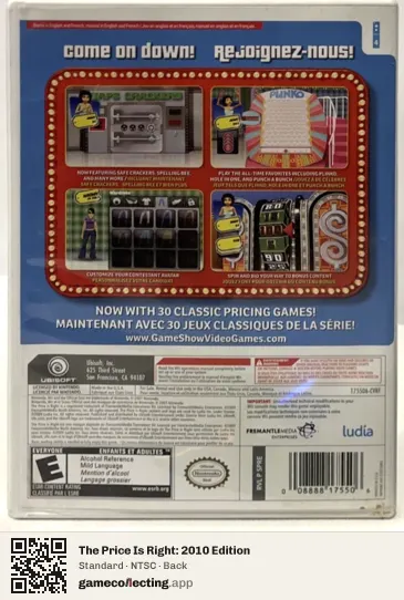 The Price Is Right: 2010 Edition Nintendo Wii, NTSC box back