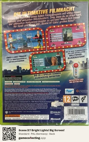 Scene It? Bright Lights! Big Screen! Xbox 360, Germany box back
