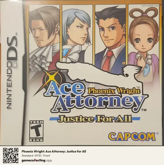 Phoenix Wright: Ace Attorney: Justice for All Nintendo DS, NTSC box front