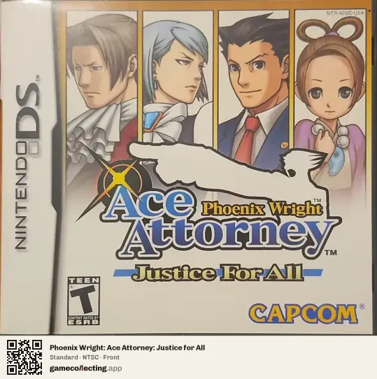 Phoenix Wright: Ace Attorney: Justice for All Nintendo DS, NTSC box front
