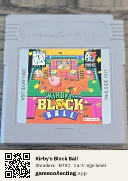 Kirby's Block Ball Game Boy, NTSC cartridge label