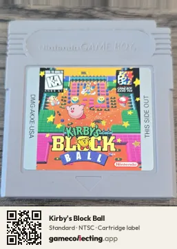 Kirby's Block Ball Game Boy, NTSC cartridge label