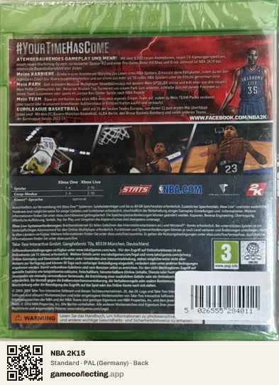 NBA 2K15 Xbox One, Germany box back