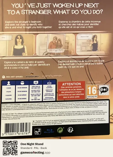 One Night Stand PlayStation 4, PAL box back