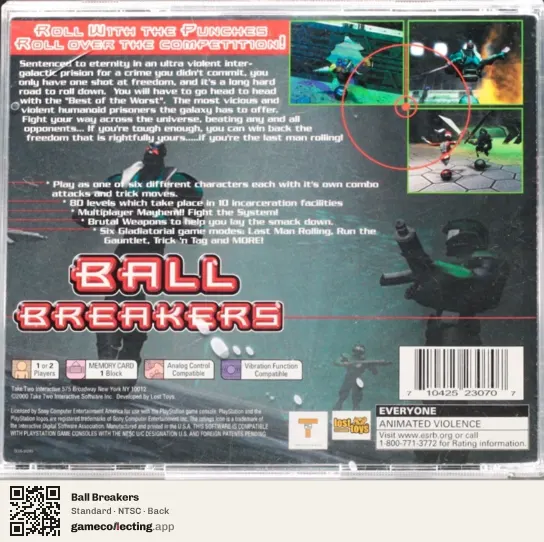 Ball Breakers PlayStation, NTSC box back