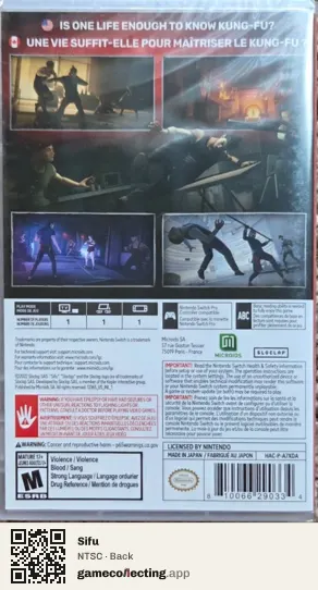 Sifu Nintendo Switch, NTSC box back