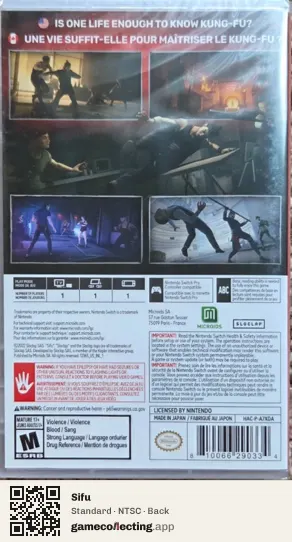 Sifu Nintendo Switch, NTSC box back