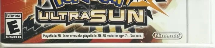 Pokémon Ultra Sun, the ESRB box on its front