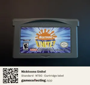 Nicktoons Unite! Game Boy Advance, NTSC cartridge label