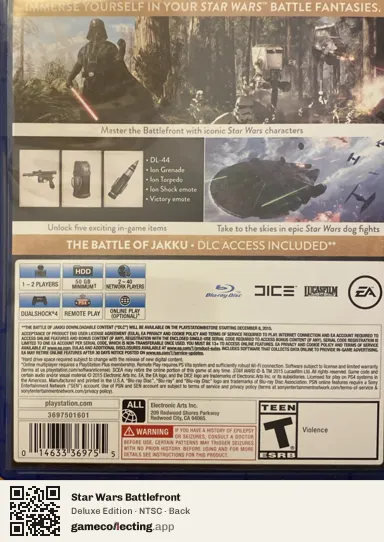 Star Wars Battlefront PlayStation 4, NTSC box back