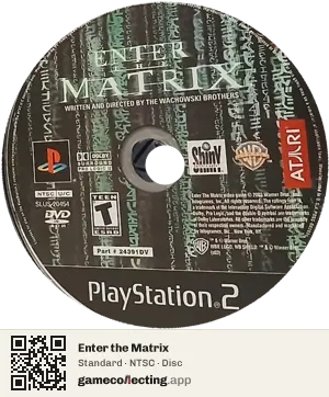 Enter the Matrix PlayStation 2, NTSC disc