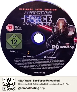 Star Wars: The Force Unleashed Computer, PAL disc