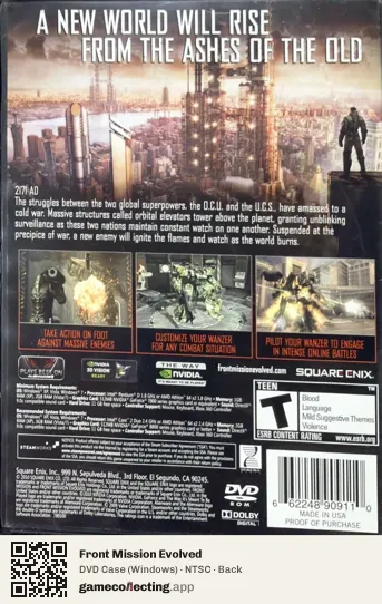 Front Mission Evolved Computer, NTSC box back