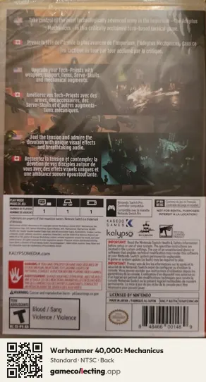 Warhammer 40,000: Mechanicus Nintendo Switch, NTSC box back