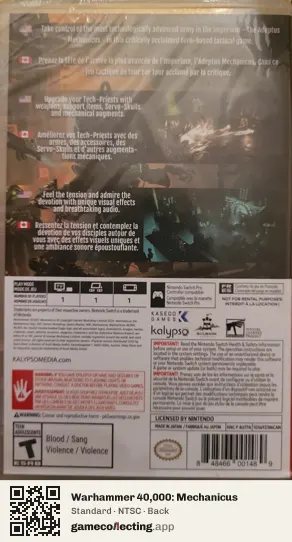 Warhammer 40,000: Mechanicus Nintendo Switch, NTSC box back