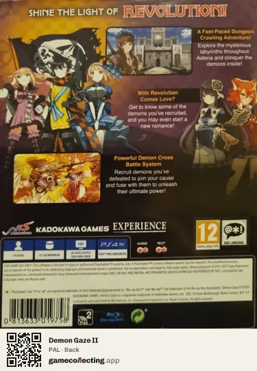 Demon Gaze II PlayStation 4, PAL box back