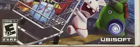 Rabbids Go Home, the ESRB box on its front