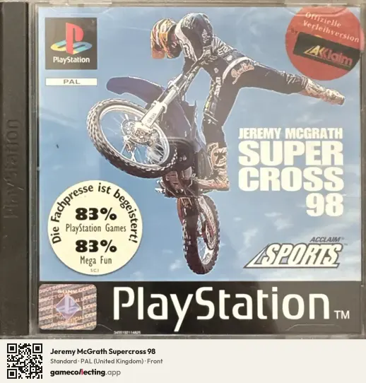 Jeremy McGrath Supercross 98 PlayStation, United Kingdom box front