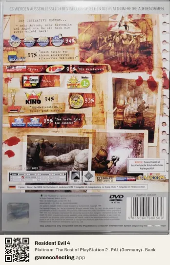 Resident Evil 4 PlayStation 2, Germany box back