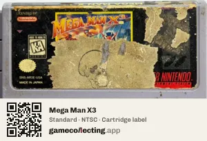 Mega Man X3 Super Nintendo Entertainment System, NTSC cartridge label