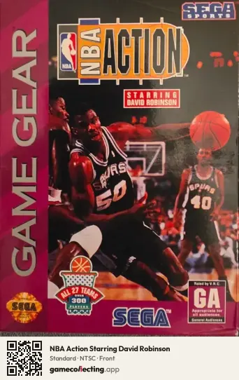 NBA Action Starring David Robinson Sega Game Gear, NTSC box front