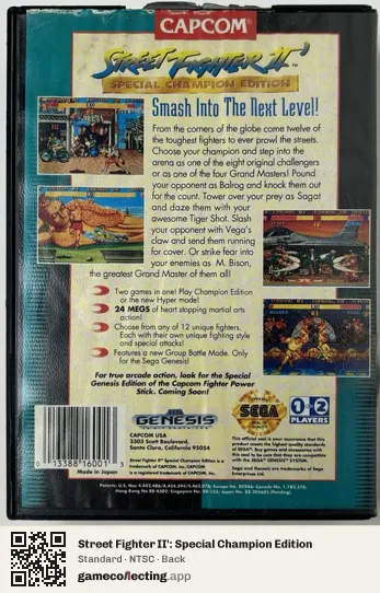 Street Fighter II': Special Champion Edition Sega Mega Drive / Genesis, NTSC box back