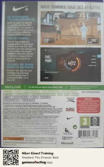 Nike+ Kinect Training Xbox 360, France box back
