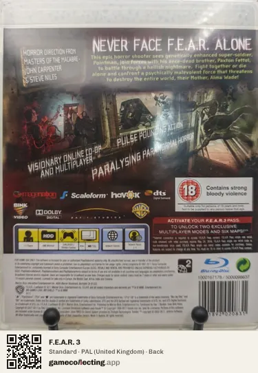 F.E.A.R. 3 PlayStation 3, United Kingdom box back