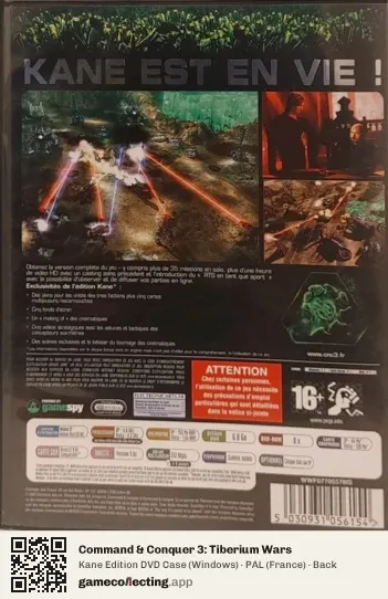 Command & Conquer 3: Tiberium Wars Computer, France box back