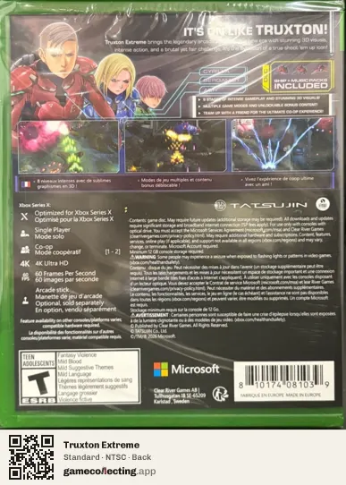 Truxton Extreme Xbox Series X, NTSC box back