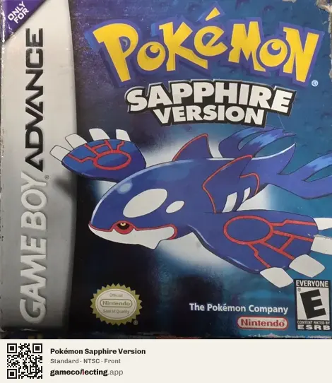 Pokémon Sapphire Version Game Boy Advance, NTSC box front