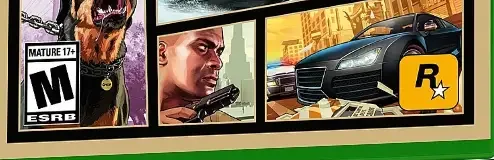 Grand Theft Auto V, the ESRB box on its front